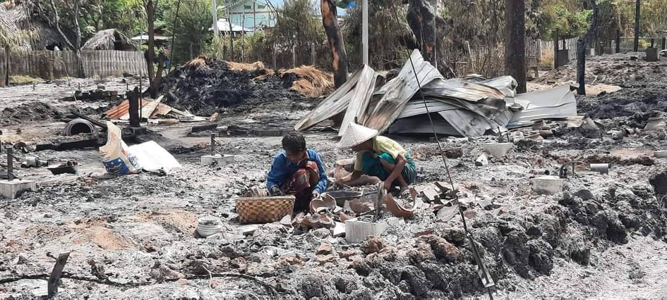ကန့်ဘလူမြို့နယ် ပင့်သာကျေးရွာ တတိယအကြိမ်မြောက် မီးရှို့ခံရ